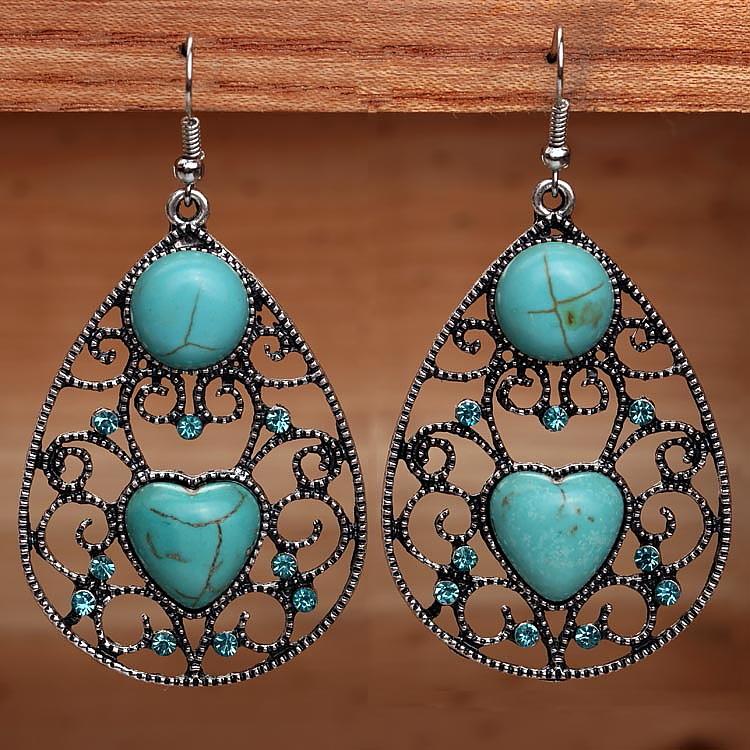 Ethnic earrings plus heart-shaped Earrings Earring Mymaebell.com green