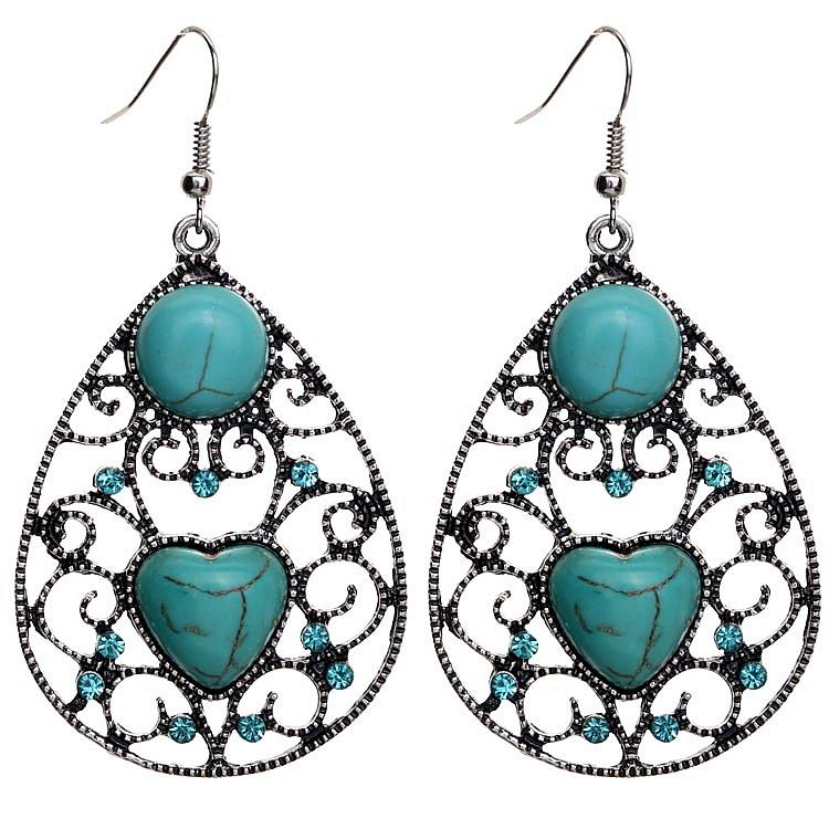 Ethnic earrings plus heart-shaped Earrings Earring Mymaebell.com