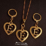 Alphabet A-Z Gold Color Heart Letters Pendant Necklace Initial for Women Girls English Letter Jewelry necklace Mymaebell.com Choose Letter E 60cm Thin Chain