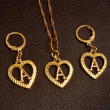 Alphabet A-Z Gold Color Heart Letters Pendant Necklace Initial for Women Girls English Letter Jewelry necklace Mymaebell.com Choose Letter A 60cm Thin Chain