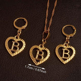 Alphabet A-Z Gold Color Heart Letters Pendant Necklace Initial for Women Girls English Letter Jewelry necklace Mymaebell.com Choose Letter B 60cm Thin Chain