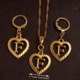Alphabet A-Z Gold Color Heart Letters Pendant Necklace Initial for Women Girls English Letter Jewelry necklace Mymaebell.com Choose Letter F 60cm Thin Chain