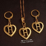 Alphabet A-Z Gold Color Heart Letters Pendant Necklace Initial for Women Girls English Letter Jewelry necklace Mymaebell.com Choose Letter H 60cm Thin Chain