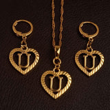 Alphabet A-Z Gold Color Heart Letters Pendant Necklace Initial for Women Girls English Letter Jewelry necklace Mymaebell.com