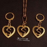 Alphabet A-Z Gold Color Heart Letters Pendant Necklace Initial for Women Girls English Letter Jewelry necklace Mymaebell.com Choose Letter S 60cm Thin Chain