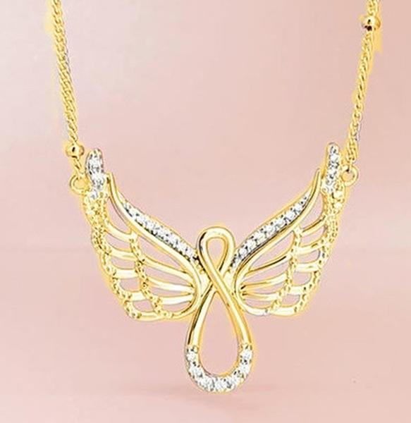 Angel Wing Diamond Angel Wing Lady Necklace necklace Mymaebell.com Gold