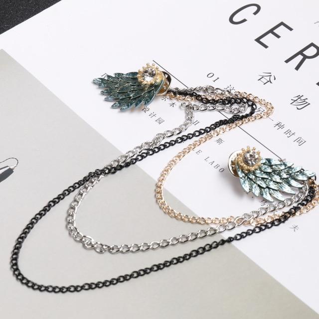 Angle Wings Brooches Pins Blue Paint Alloy Metal Tassel Broche Mymaebell.com