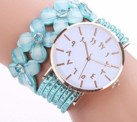 Arabic Crystal Diamond Watch Bracelet watch Mymaebell.com Sky blue