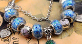 Big hole glass beads bracelet Beads Mymaebell.com Blue 17cm