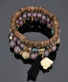 Bohemian Elephant Fringed Pendant Wood Beads Beads Mymaebell.com Brown