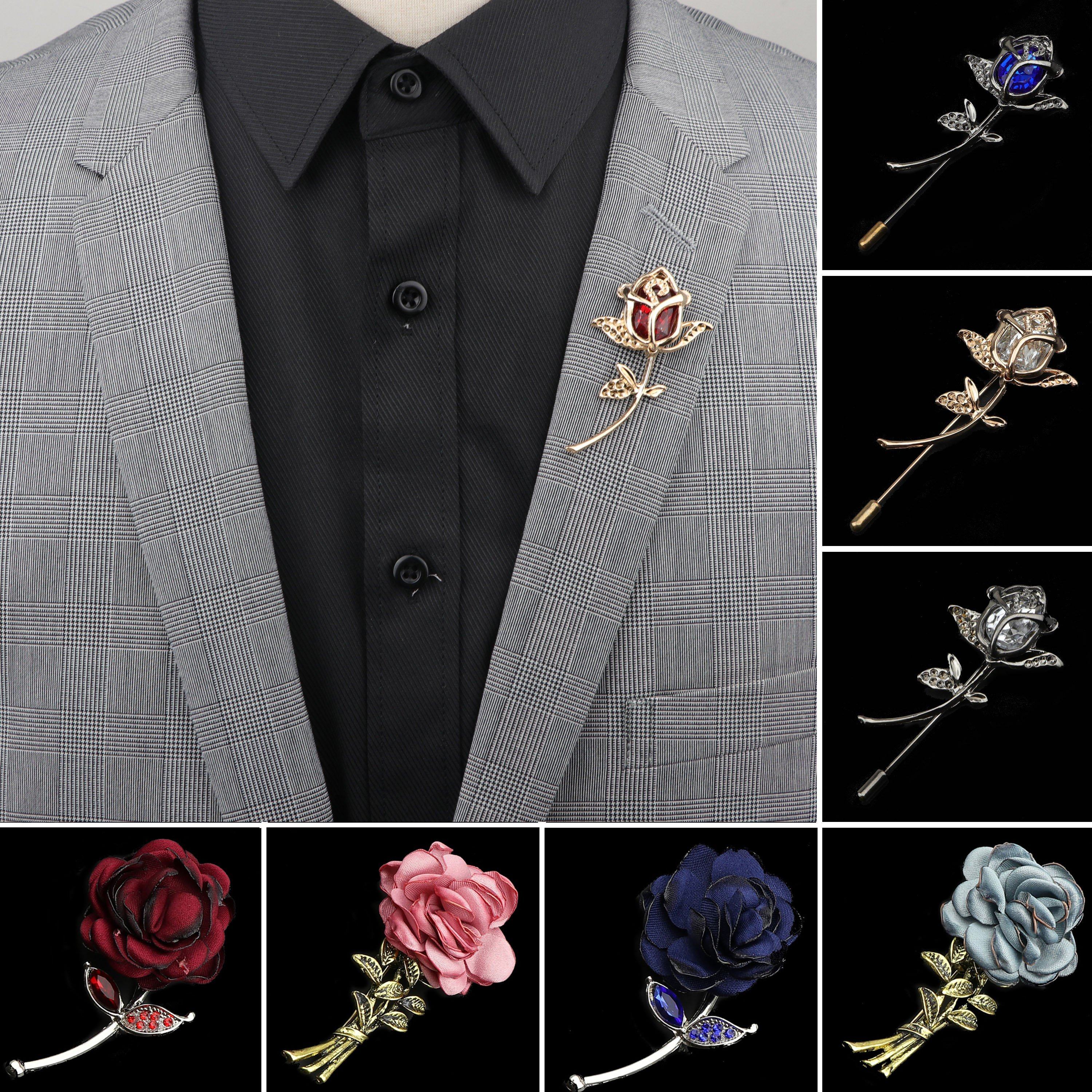 Breastpin Pin Golden Jewelry Rose Flower Banquet Stick Corsage Collar Pins Broche Mymaebell.com