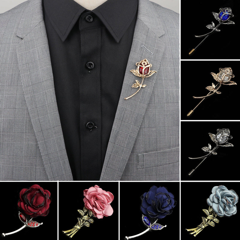 Breastpin Pin Golden Jewelry Rose Flower Banquet Stick Corsage Collar Pins Broche Mymaebell.com