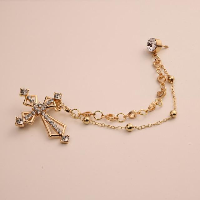 British Style Vintage Crystal Cross Broche Mymaebell.com 1
