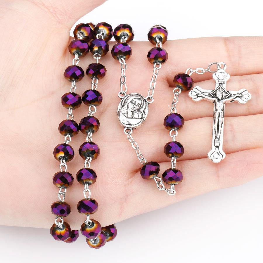 Catholic Rosary Necklace necklace Mymaebell.com Purple