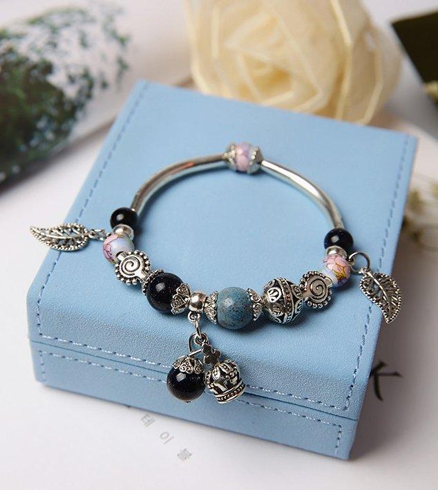 Mori simple blue sandstone ring beads children Beads Mymaebell.com Blue