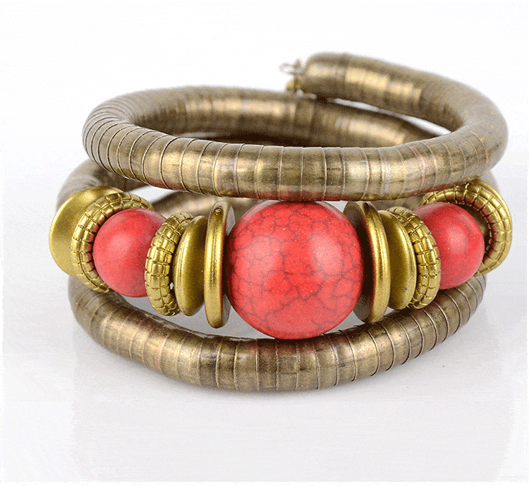 Exotic ethnic style snake-shaped bracelet Beads Mymaebell.com Red