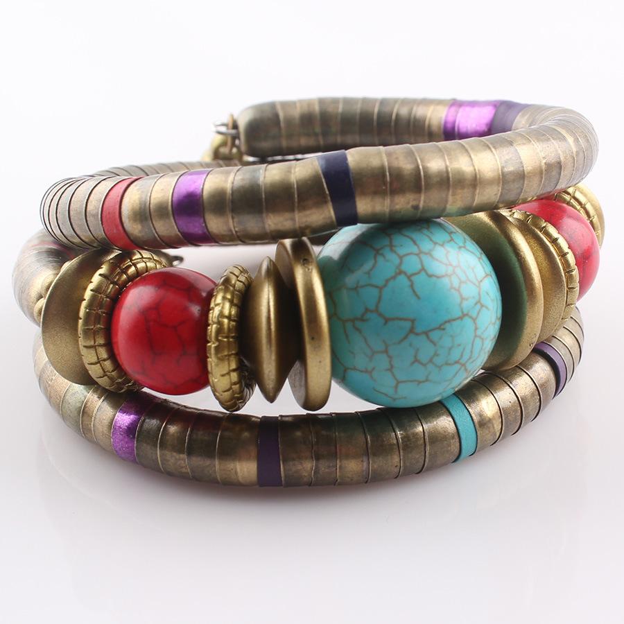 Exotic ethnic style snake-shaped bracelet Beads Mymaebell.com Multi