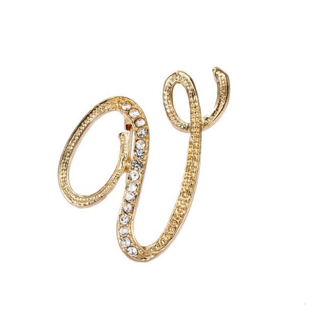 Fashion clothing accessories 26 English alphabet brooches broches Mymaebell.com V