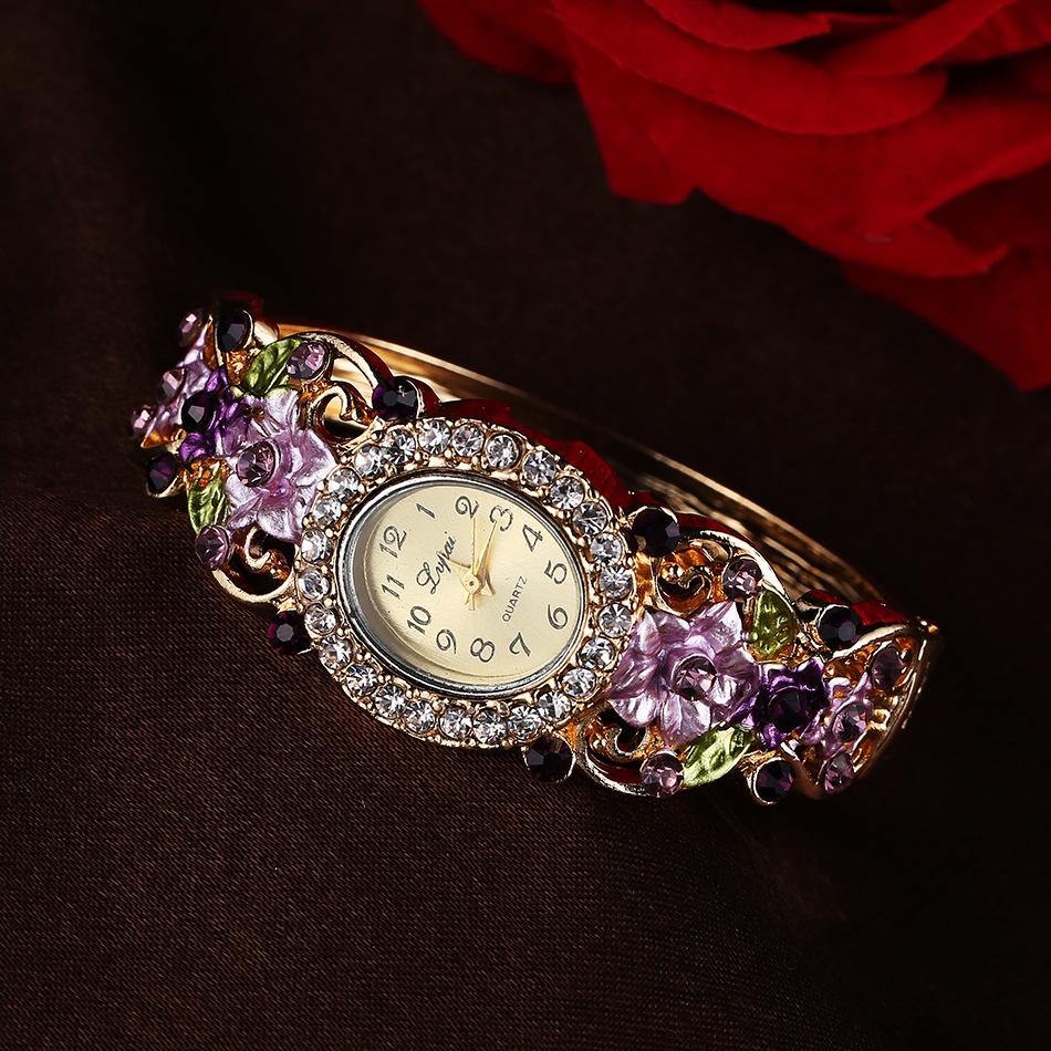 Fashion diamond flower lady watch Mymaebell.com Purple
