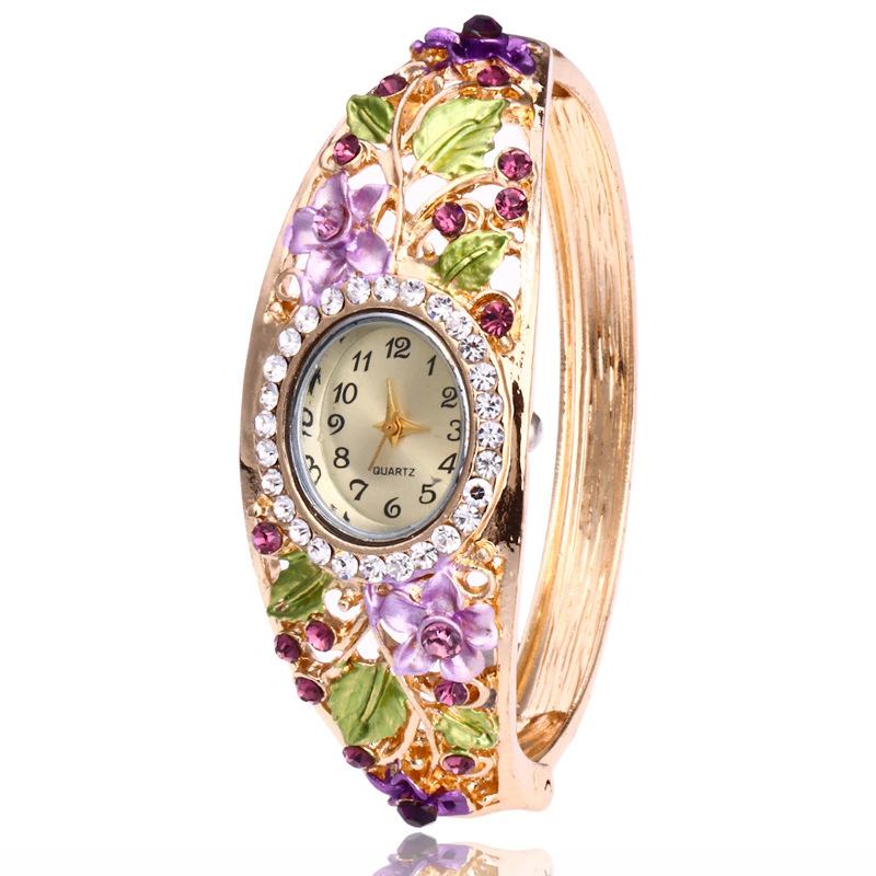Flower diamond bracelet watch ladies bracelet watch watch Mymaebell.com Purple