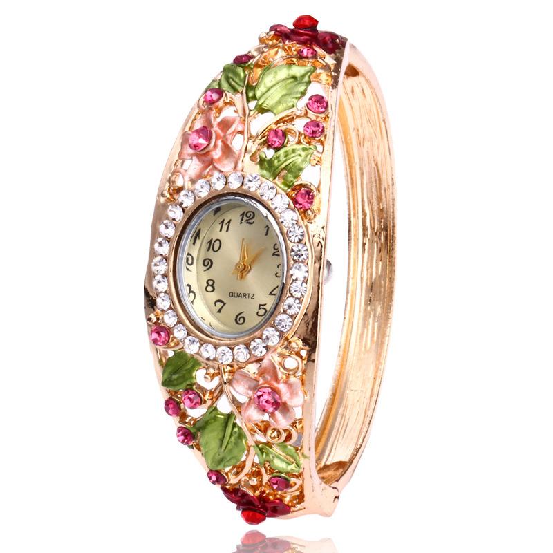 Flower diamond bracelet watch ladies bracelet watch watch Mymaebell.com Rose Red