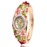 Flower diamond bracelet watch ladies bracelet watch watch Mymaebell.com Rose Red
