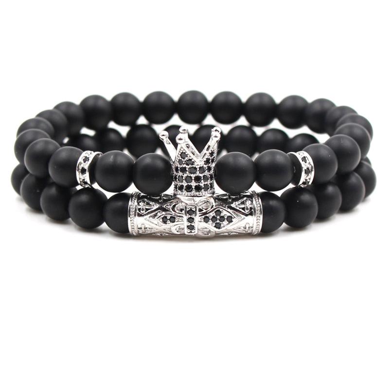 Frosted stone beads bracelet Beads Mymaebell.com Silver