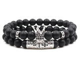 Frosted stone beads bracelet Beads Mymaebell.com Silver