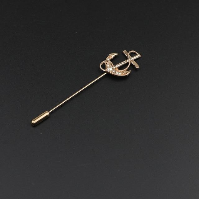 Golden Anchor Flower Brooch Breastpin Pin Men's Broche Mymaebell.com 3