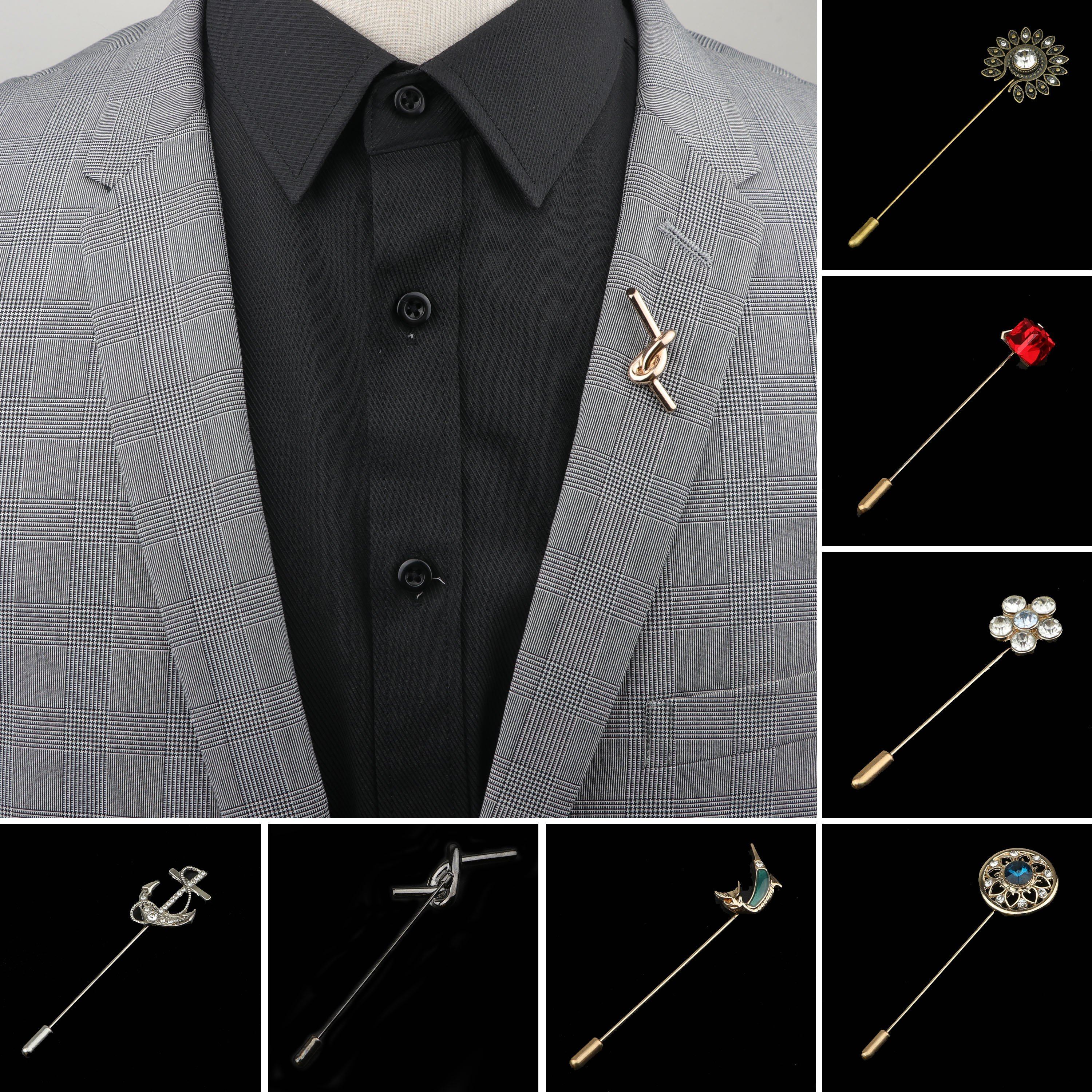 Golden Anchor Flower Brooch Breastpin Pin Men's Broche Mymaebell.com