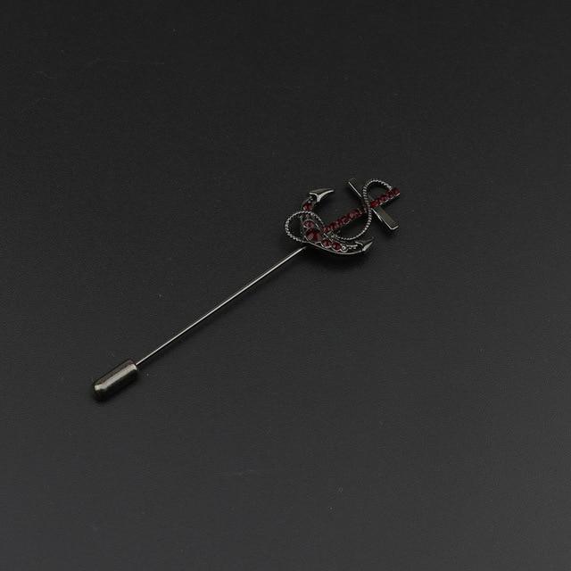 Golden Anchor Flower Brooch Breastpin Pin Men's Broche Mymaebell.com 1
