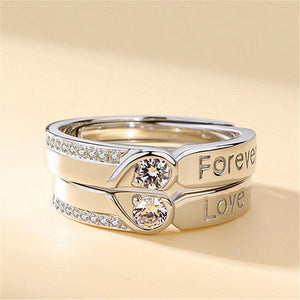 Heart Silver Couple's Love ring Broche Mymaebell.com