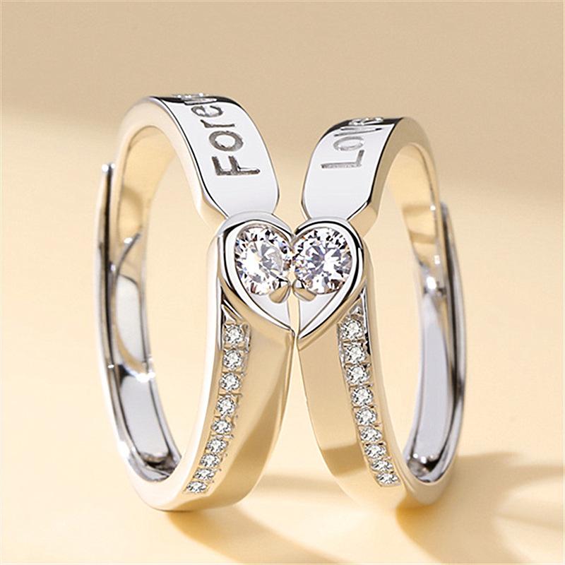 Heart Silver Couple's Love ring Broche Mymaebell.com