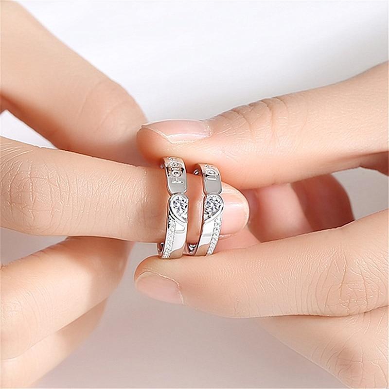 Heart Silver Couple's Love ring Broche Mymaebell.com