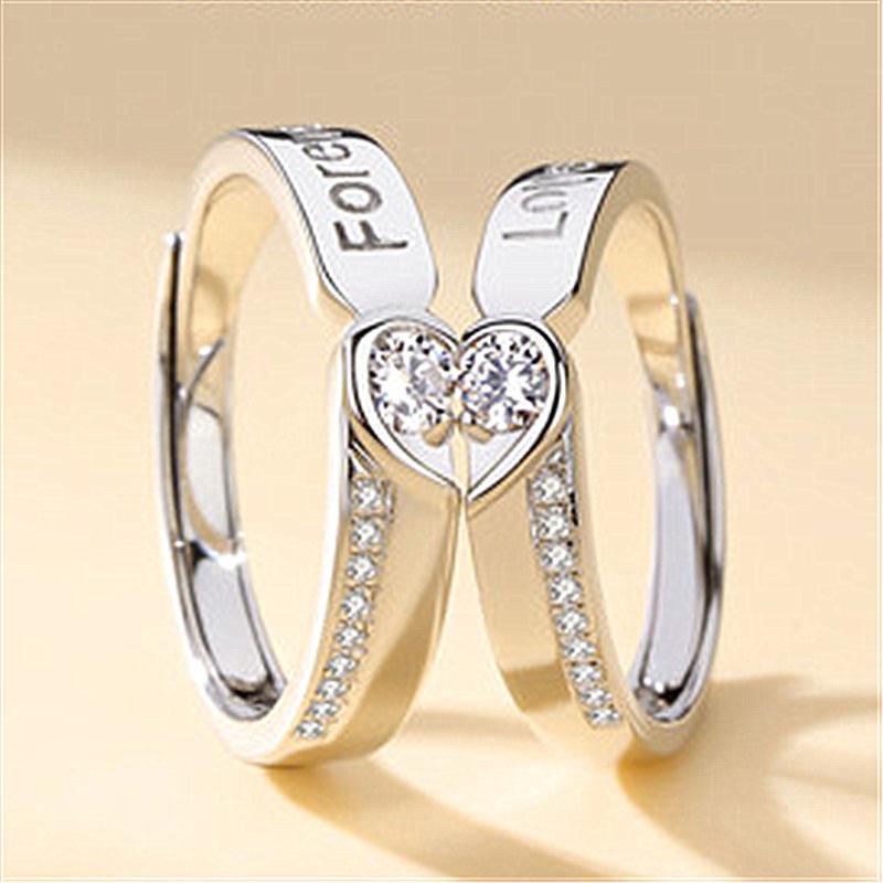 Heart Silver Couple's Love ring Broche Mymaebell.com