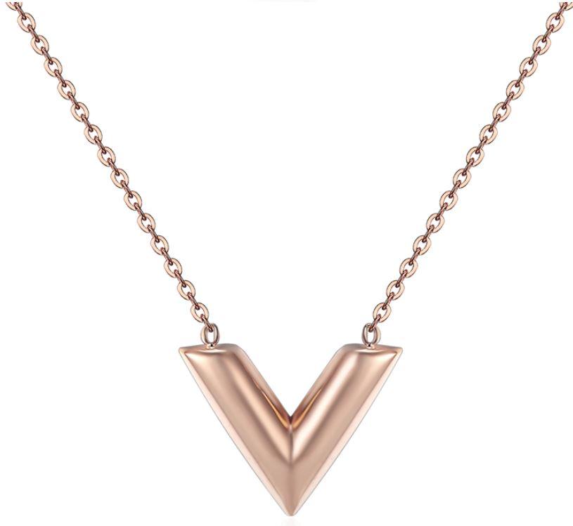 Korean version of V-shaped necklace necklace Mymaebell.com Rose Gold 16mm