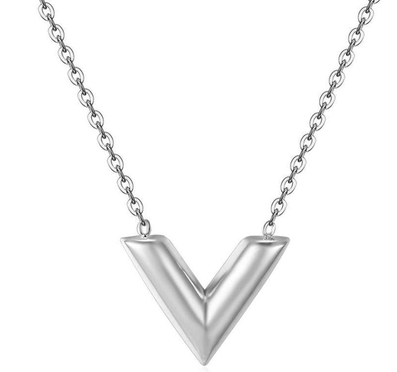 Korean version of V-shaped necklace necklace Mymaebell.com Silver 12mm