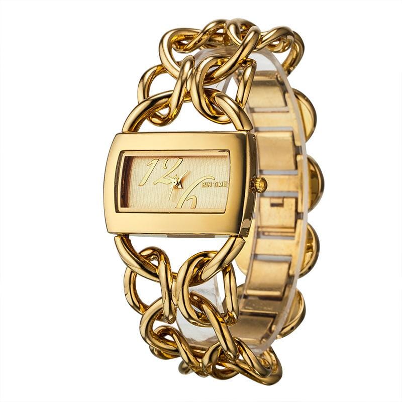 Ladies Quartz Watch with Steel Band watch Mymaebell.com Gold