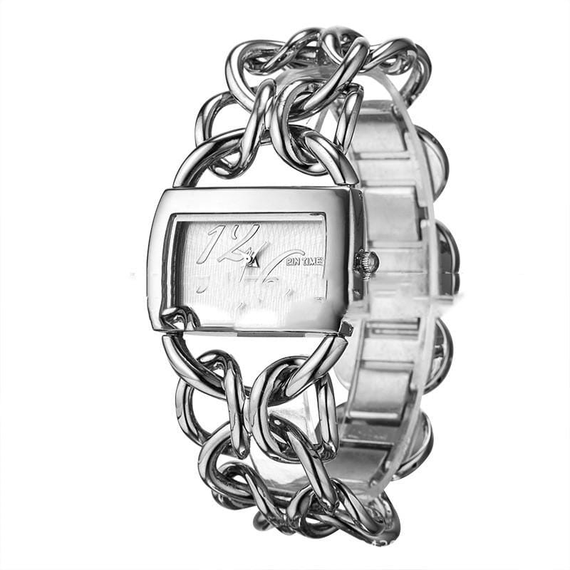 Ladies Quartz Watch with Steel Band watch Mymaebell.com Silver