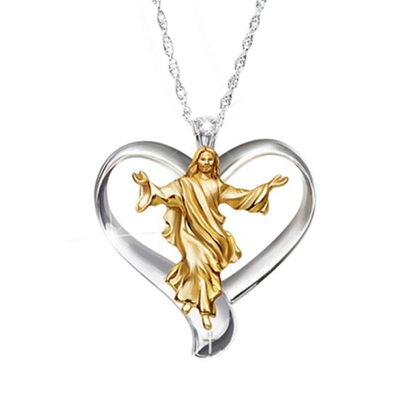 Love Heart Cross Jesus Ladie Stainless Steel Necklace long chain necklace Jewelry Wholesale Gift 2019 Mymaebell.com