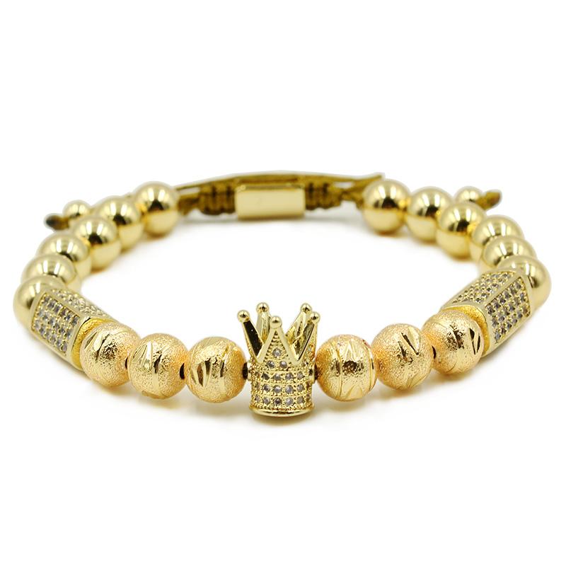 Men Bracelet jewelry Crown Charm Studded Zircon Macrame beads Bracelets bracelet Mymaebell.com Crown