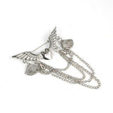Metal Heart Wings Gold Brooches Vintage Tassel Multi-layer Chain Broche Mymaebell.com Silver Plated