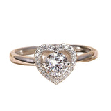 Moissanite Small Diamond Fully-Inlaid 18K Platinum Plated Ring Heart-Shaped rings Mymaebell.com