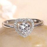 Moissanite Small Diamond Fully-Inlaid 18K Platinum Plated Ring Heart-Shaped rings Mymaebell.com