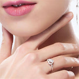 Moissanite Small Diamond Fully-Inlaid 18K Platinum Plated Ring Heart-Shaped rings Mymaebell.com