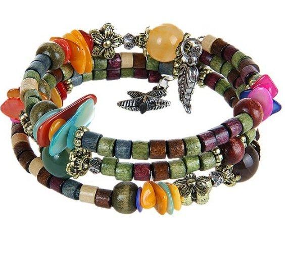 National vintage wooden bracelet of buddhist beads Beads Mymaebell.com Colour