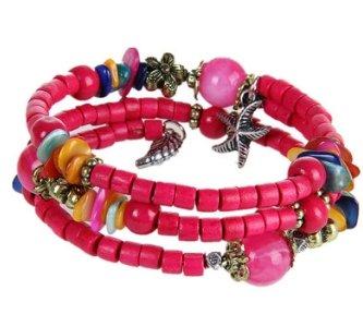 National vintage wooden bracelet of buddhist beads Beads Mymaebell.com Plum red