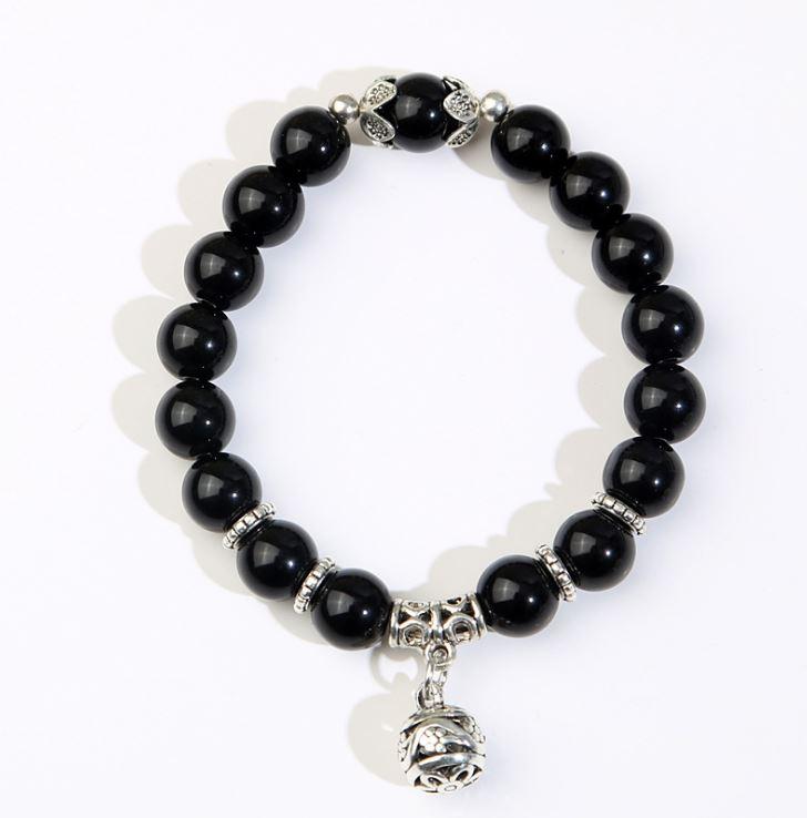 Natural opal beads bracelets crystal fashion women bracelet vintage stainless steel braceletes for women bracelet Mymaebell.com Black