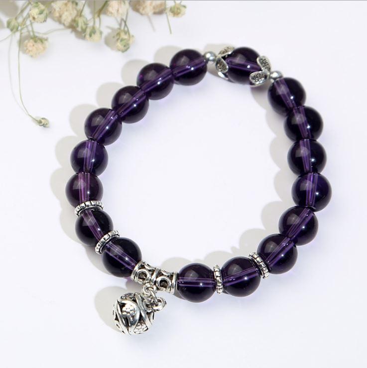 Natural opal beads bracelets crystal fashion women bracelet vintage stainless steel braceletes for women bracelet Mymaebell.com Purple 2
