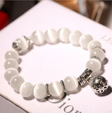 Natural opal beads bracelets crystal fashion women bracelet vintage stainless steel braceletes for women bracelet Mymaebell.com White